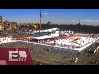 Reanudan actividades en la pista de hielo de Zócalo tras fin de precontingencia/ Yazmín Jalil