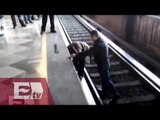 Rescatan a perro que cayó a vías del Metro en la estación Coyuya / Francisco Zea