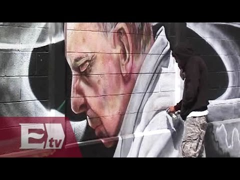 Graffitis religiosos en bardas de Ecatepec por la visita papal a Edomex/ Vianey Esquinca
