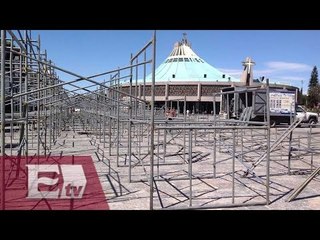 Colocan gradas en la Basílica por misa del papa Francisco/ Vianey Esquinca