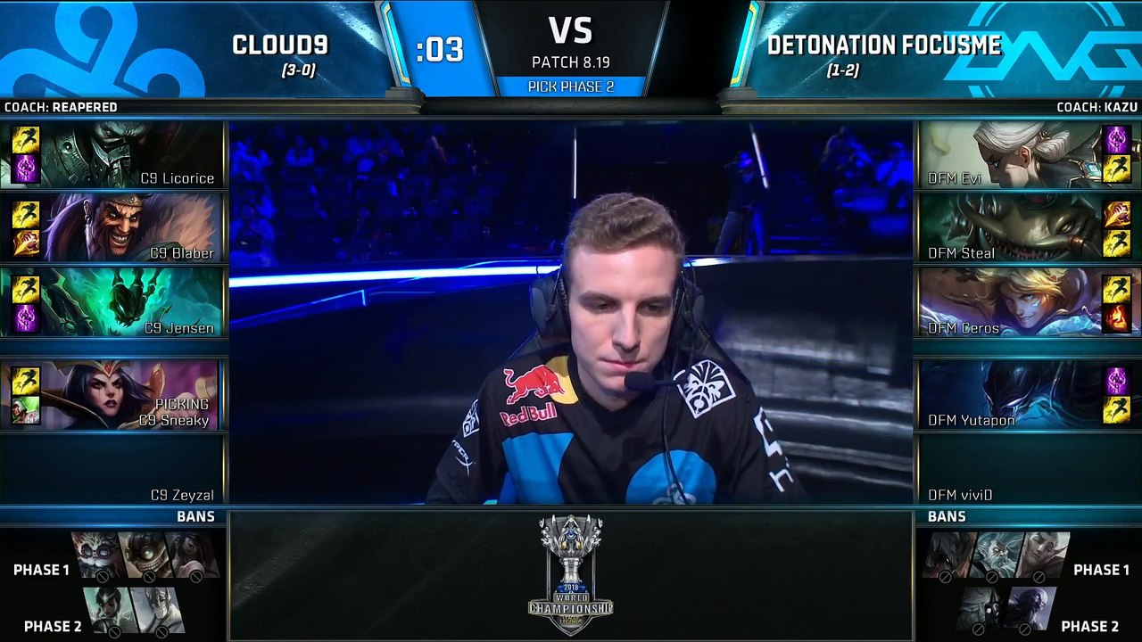 C9 vs DFM   Day 3 Play-In Stage S8 LoL Worlds 2018   Cloud 9 vs DetonatioN FM