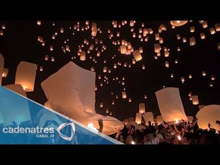 Globos de cantoya embellecen el cielo de Morelia, Michoacán