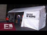 Centro de acopio de víveres en el Zócalo capitalino en apoyo a Ecuador/ Paola Virrueta
