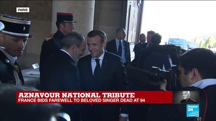 Aznavour national tribute: Macron arrives at the ceremony