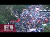 Lluvia obliga a maestros a retirar bloqueo en Reforma y marchar a Segob/ Atalo Mata