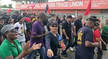 DAY ONE ENDS: The hundreds participating in the ‘Mother of all Marches’ filed into the Rienzi Complex, Couva on Wednesday afternoon, where they will spend the n