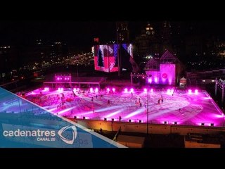 Inauguran pista de hielo en el Zócalo capitalino