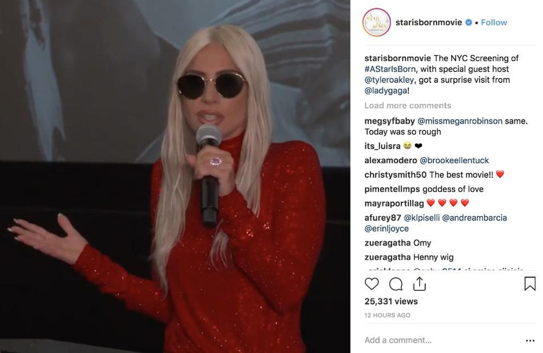 Lady Gaga surprises fans at movie screening