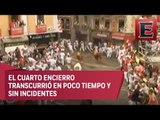 Rápido cuarto encierro de San Fermín en Pamplona