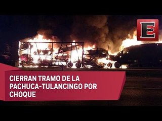 Camión y tráiler nodriza chocan y se incendian en autopista Arco Norte