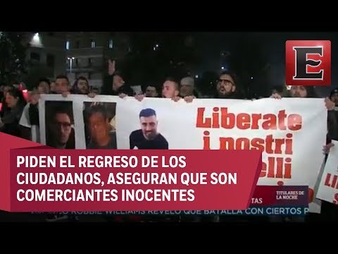 Protestan en Nápoles para exigir liberación de italianos desaparecidos