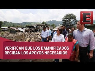 Moreno Valle y Rosario Robles recorren zonas afectadas en Tlaola