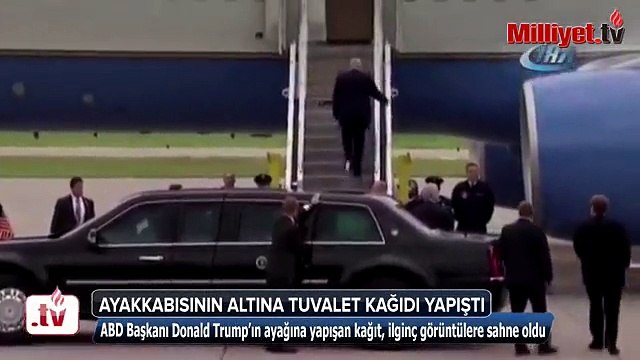 Trump’ın ayakkabısına tuvalet kağıdı yapıştı #trump