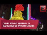 Encienden iluminación patria en Zócalo Capitalino
