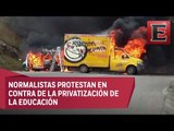 Jóvenes realizan bloqueos y quema de vehículos en Chiapas