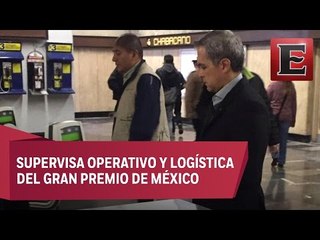 Mancera llega en Metro al Autódromo Hermanos Rodríguez para la F1