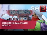 Normalistas vandalizan edificios históricos de Morelia