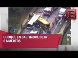 Autobús escolar choca en Baltimore contra transporte público