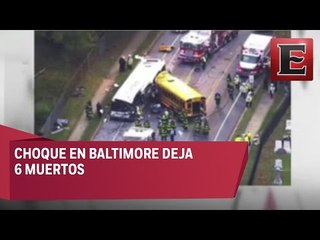 Autobús escolar choca en Baltimore contra transporte público