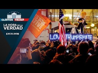 Manifestantes toman Torre Trump en Nueva York por resultados electorales