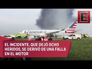 Avión se incendia en aeropuerto de Chicago