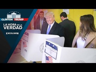 Entre aplausos y abucheos Donald Trump vota en Manhattan, NY