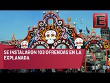 El Zócalo Capitalino se llena de ofrendas celebrando el Día de Muertos