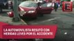 Conductora choca contra poste en la calzada México-Tacuba