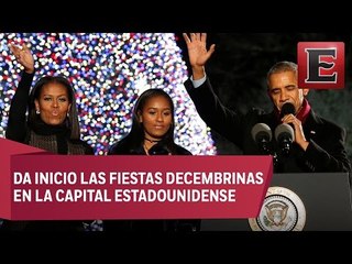 Los Obama encienden en Washington el árbol de Navidad