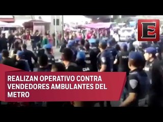 Enfrentamiento entre ambulantes y policías en Pantitlán