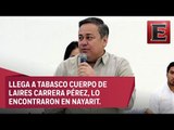 Cuerpo de regidor de Tabasco llega a Villahermosa