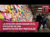 Mensajes antiTrump saturan una estación del Metro de NY