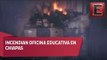 Encapuchados incendian oficina educativa en Chiapas
