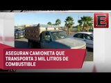 Aseguran camioneta que transportaba 3 mil litros de gasolina en Sinaloa