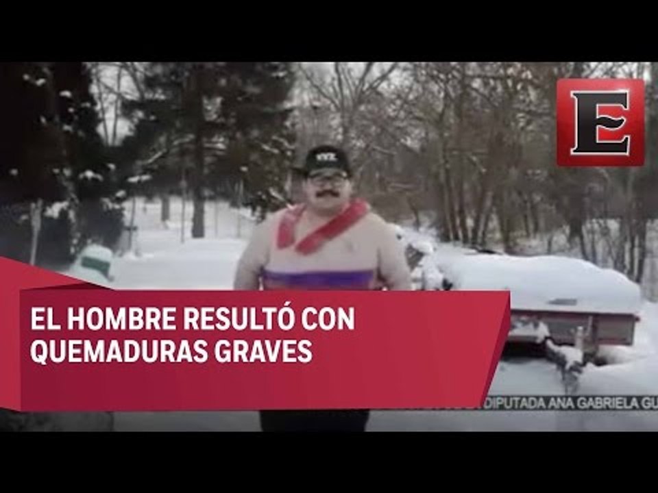 Se quema al ponerse chaleco de petardos