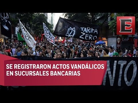 Brasileños protestan contra incremento a tarifas de transporte público