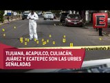 Cinco ciudades mexicanas acaparan homicidios dolosos
