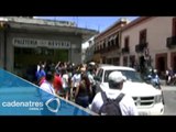 Bloqueo de normalistas en el Centro Histórico de Morelia, Michoacán
