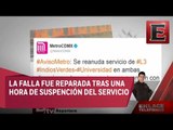 Reanudan parcialmente servicio en la Línea 3 del metro
