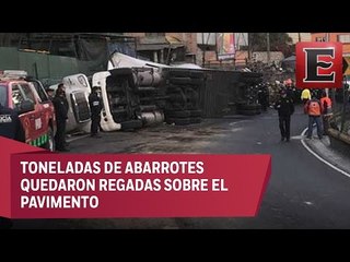 Volcadura de tráiler afecta la circulación en Viaducto-Tlalpan