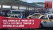 Maestros toman gasolineras y regalan combustible en Chiapas