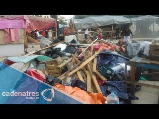 CNTE reduce su plantón en el Monumento a la Revolución