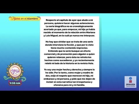 Stephanie Salas molesta con su papel en la serie de Luis Miguel | Sale el Sol