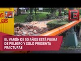 Caída de barda por sismo en la CDMX deja un hombre lesionado