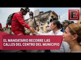 Peña Nieto evalúa daños en el afectado Jojutla, Morelos
