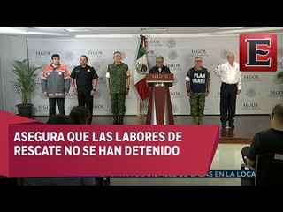 Conferencia de prensa de Protección Civil sobre las labores de rescate