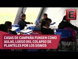 Estudiantes de Puebla regresan a clases...en aulas provisionales