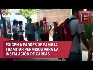 Personal del ayuntamiento de Cuernavaca impide instalar aulas móviles