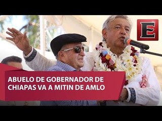 Abuelo de Manuel Velasco se une a mitin de AMLO