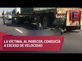 Motociclista muere al chocar contra tráiler en la México-Puebla